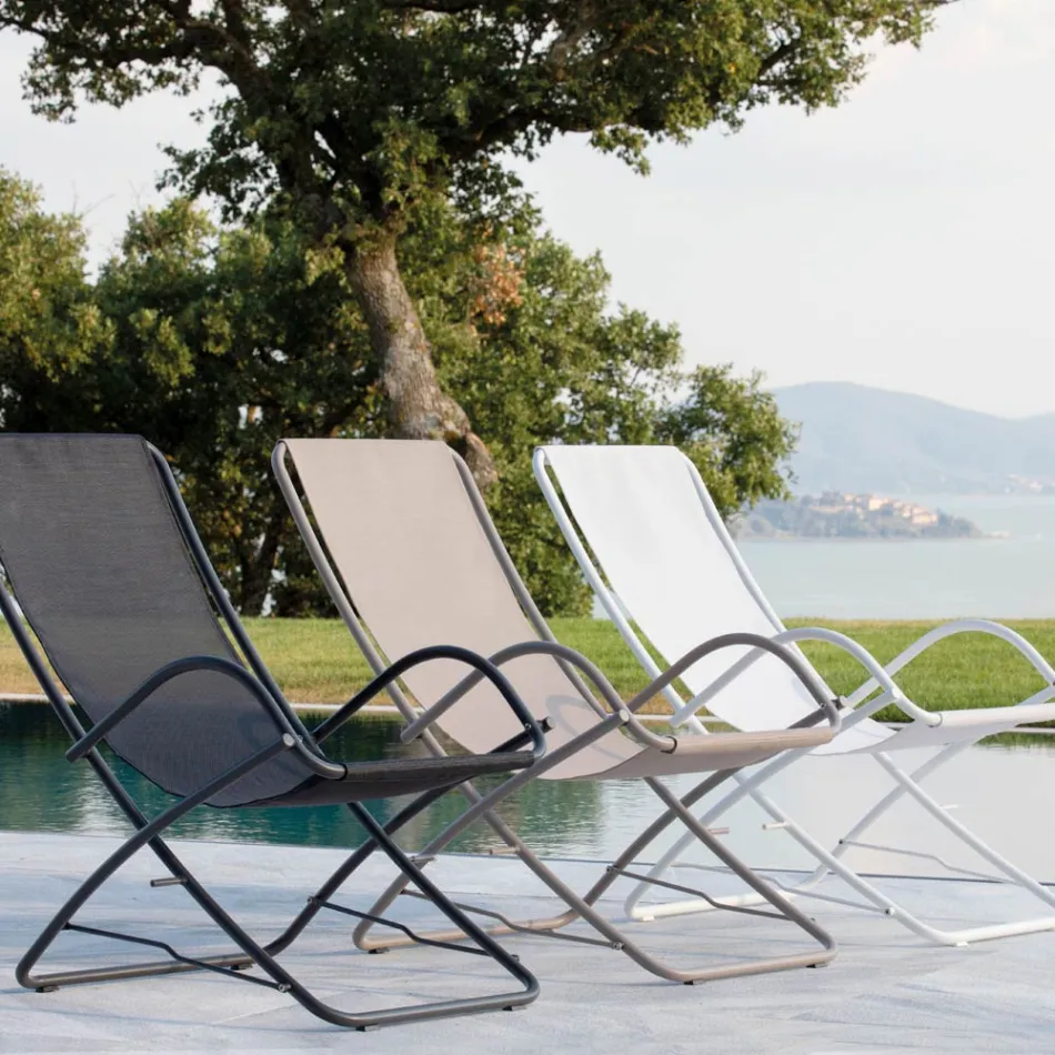 Cadeira dobrável de jardim em aço galvanizado feito na Itália 2 peças - Hobbit Viadurini