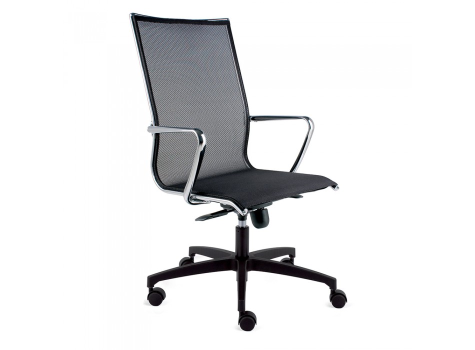 Cadeira alta ergonômica giratória para escritório com rodas e apoios de braço - Filanna Viadurini
