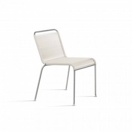 Cadeira Outdoor Design Branco em Aço e PVC Made in Italy - Madagascar Viadurini