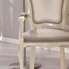 Cabeça da Mesa Cadeira em Madeira Estofada em Tecido Made in Italy - Majestade Viadurini