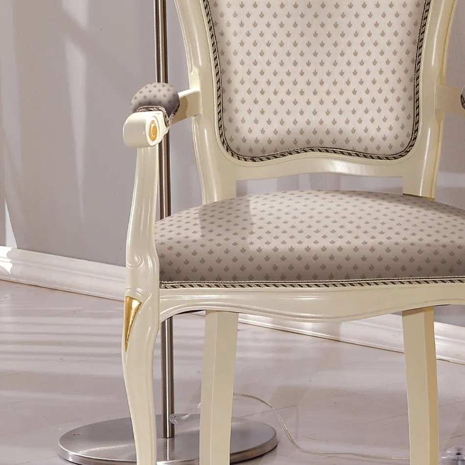 Cabeça da Mesa Cadeira em Madeira Estofada em Tecido Made in Italy - Majestade Viadurini