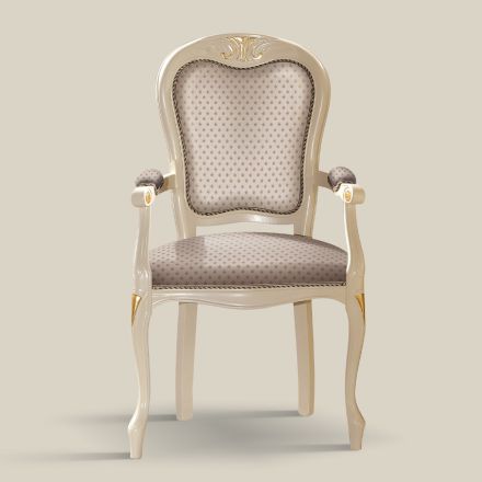 Cabeça da Mesa Cadeira em Madeira Estofada em Tecido Made in Italy - Majestade Viadurini