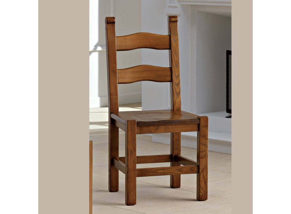 Cadeira de cozinha clássica em madeira maciça de faia fabricada na Itália - Lavinia Viadurini