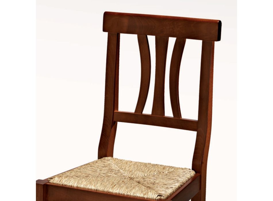 Cadeira Clássica em Madeira de Faia e Palha Made in Italy Design - Claudie Viadurini