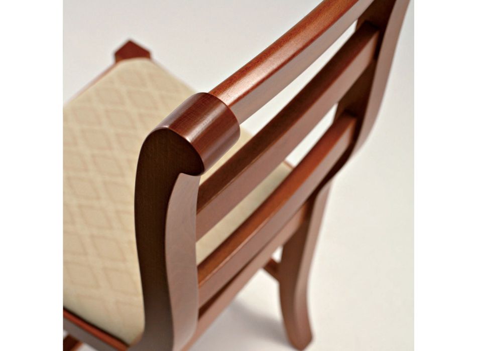 Cadeira Clássica em Madeira e Assento em Tecido Design Made in Italy - Baptiste Viadurini