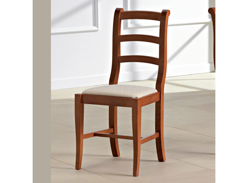 Cadeira Clássica em Madeira e Assento em Tecido Design Made in Italy - Baptiste Viadurini