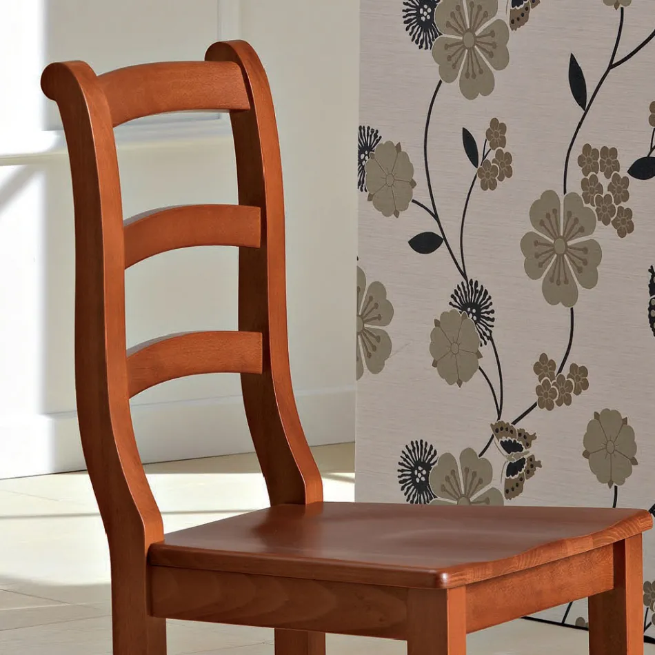 Cadeira Clássica em Faia Maciça de Design Italiano - Baptiste Viadurini