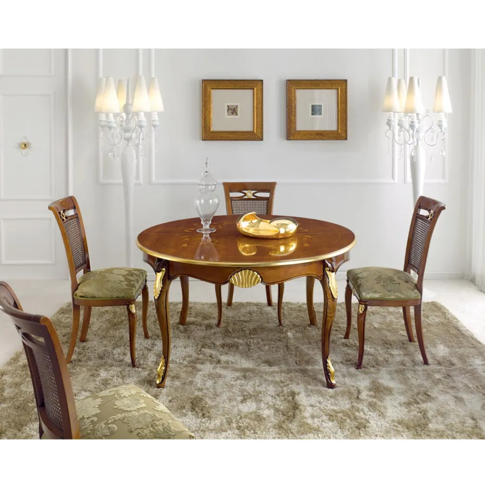 Cadeira Clássica de Madeira de Nogueira com Assento Acolchoado Made in Italy - Barroco Viadurini