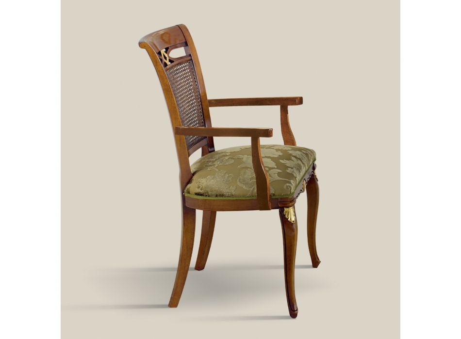 Cadeira Clássica de Madeira de Nogueira com Assento Acolchoado Made in Italy - Barroco Viadurini
