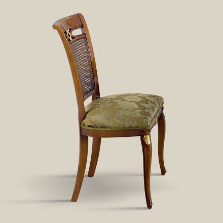 Cadeira Clássica de Madeira de Nogueira com Assento Acolchoado Made in Italy - Barroco Viadurini