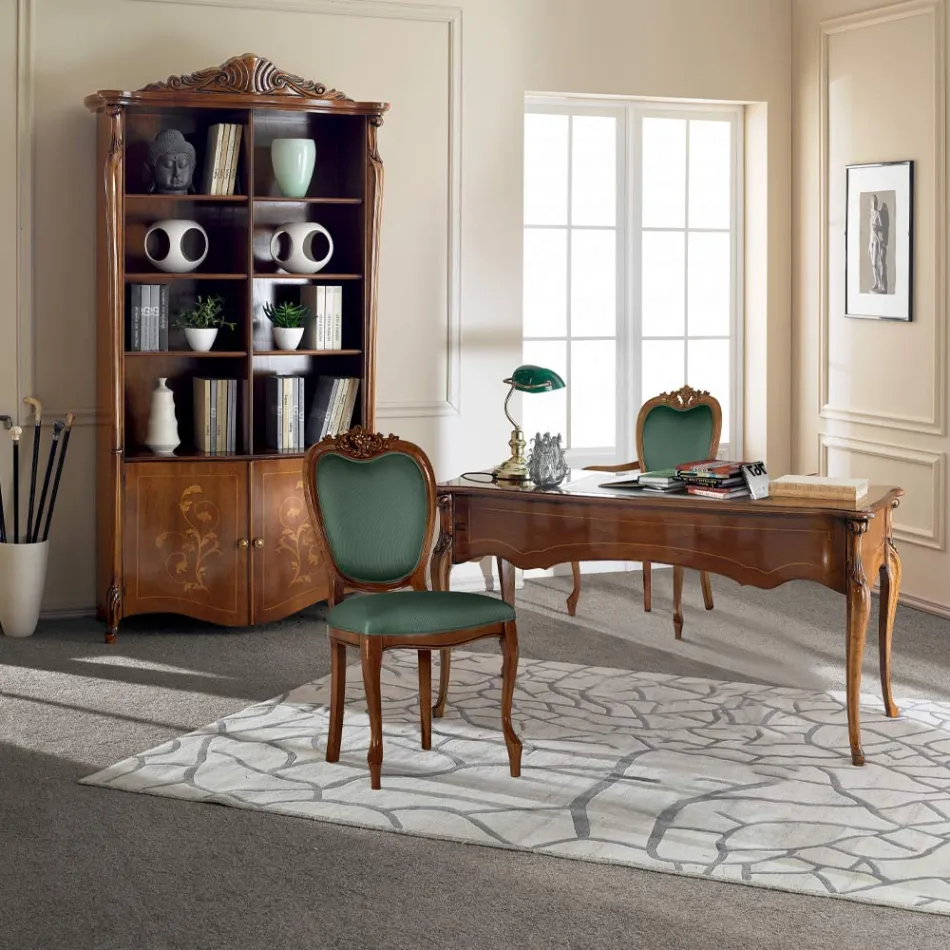 Cadeira Clássica em Madeira Estofada em Nogueira ou Ouro Made in Italy - Imperator Viadurini