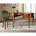 Cadeira Clássica em Madeira Estofada em Nogueira ou Ouro Made in Italy - Imperator Viadurini