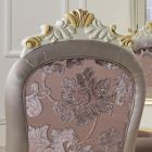 Cadeira Clássica Madeira Branca e Tecido Estofado Feito na Itália - Barroco Viadurini
