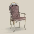 Cadeira Clássica Madeira Branca e Tecido Estofado Feito na Itália - Barroco Viadurini