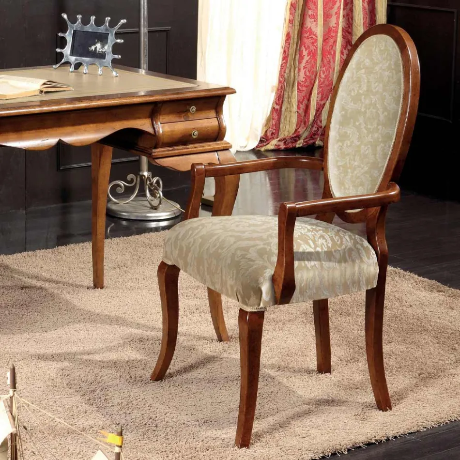 Cadeira Clássica Madeira e Tecido Com ou Sem Braços Made in Italy - Ellie Viadurini