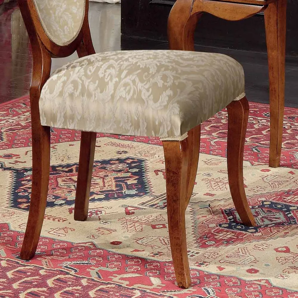 Cadeira Clássica Madeira e Tecido Com ou Sem Braços Made in Italy - Ellie Viadurini