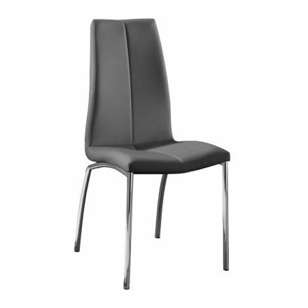 Cadeira com base em metal cromado e coberta com pele sintética Ilda, 4 pz Viadurini
