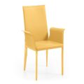Cadeira com braços e encosto alto em couro Made in Italy - Volantes