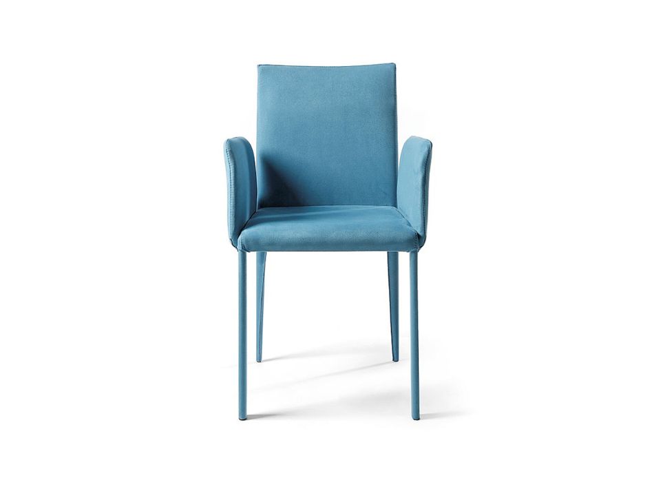 Cadeira com Braços e Encosto Baixo em Tecido Made in Italy - Volantes Viadurini