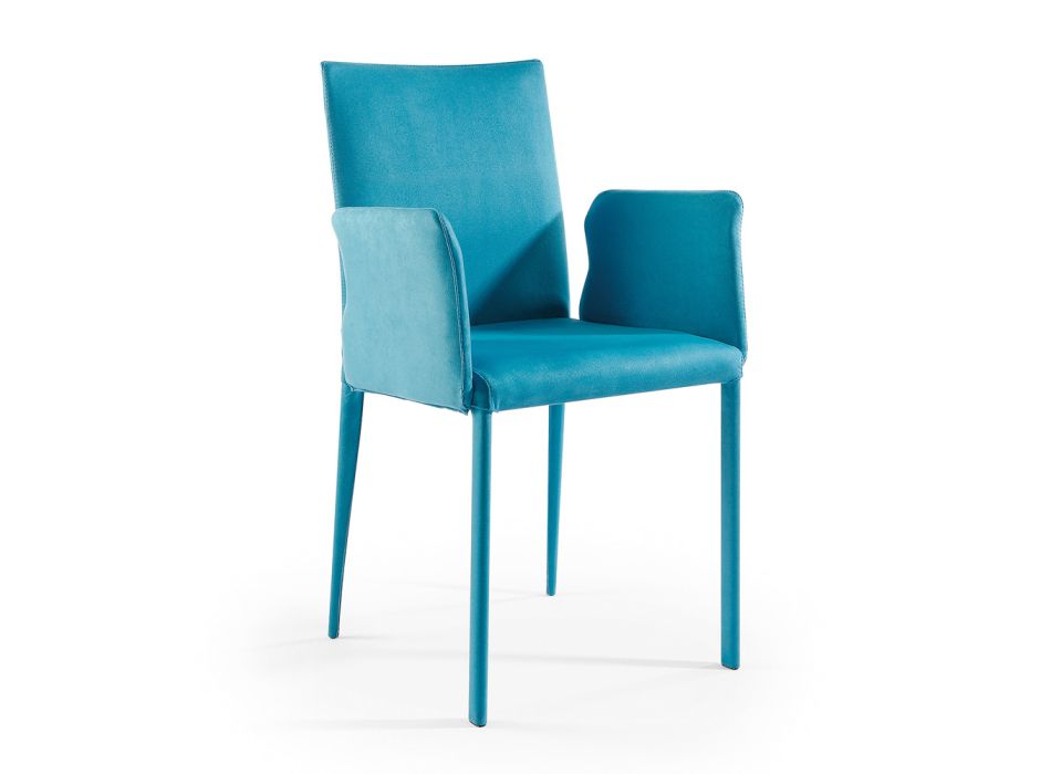 Cadeira com Braços e Encosto Baixo em Tecido Made in Italy - Volantes Viadurini