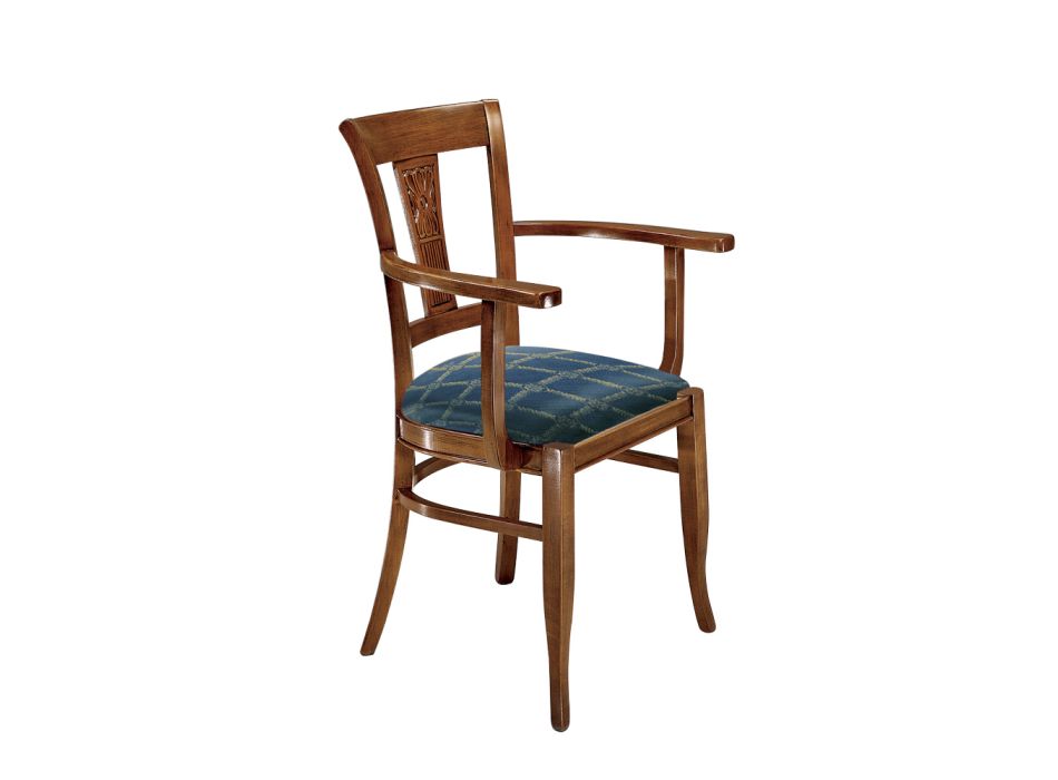 Cadeira com Braços em Faia Acolchoada com Espuma de Borracha Fabricada na Itália - Eldarite Viadurini