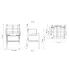 Cadeira com Braços em Faia Branqueada e Assento em Couro Made in Italy - Nora Viadurini