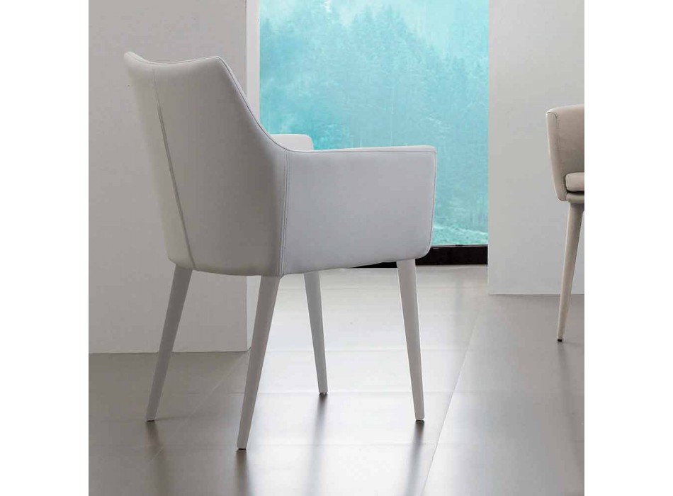 Cadeira com braços em metal revestido em couro ecológico Carlina Viadurini