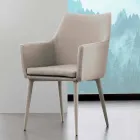 Cadeira com braços em metal revestido em couro ecológico Carlina Viadurini