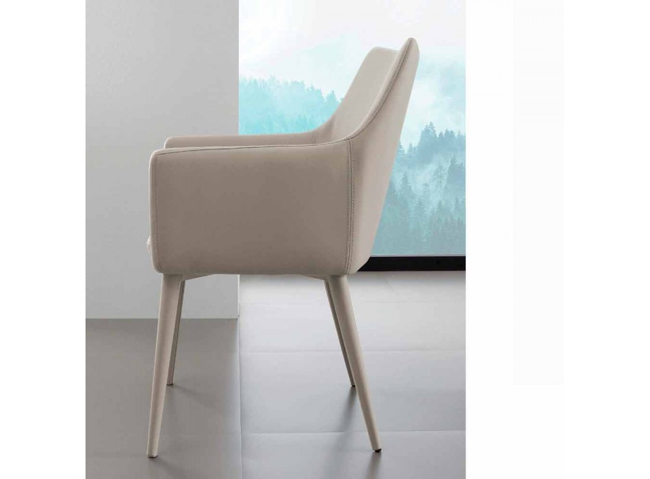 Cadeira com braços em metal revestido em couro ecológico Carlina Viadurini