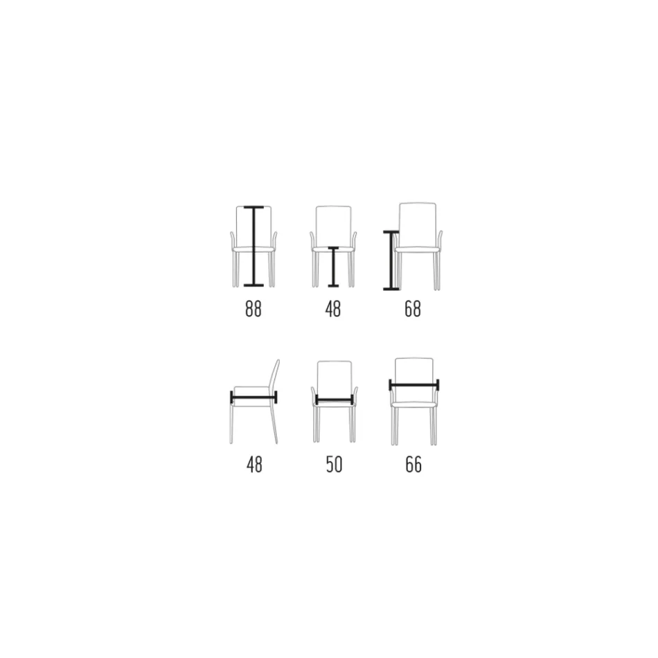 Cadeira com braços estofada em couro marfim Made in Italy - Shell Viadurini