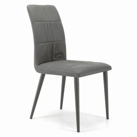Cadeira com Pernas em Aço Lacado e Assento Estofado Fabricado na Itália - Brescia Viadurini