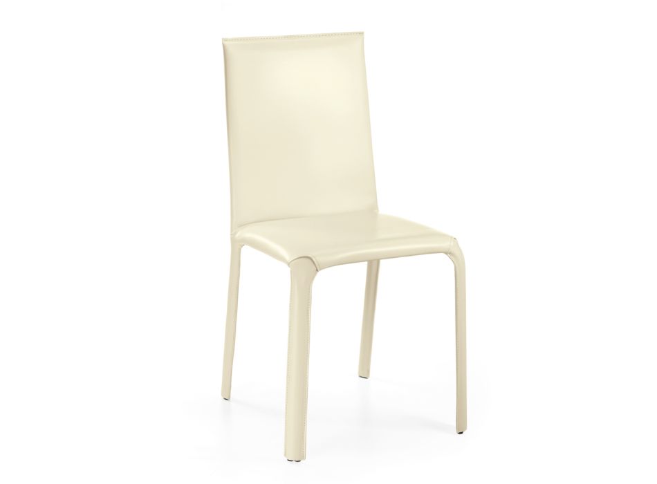 Cadeira com encosto alto em couro regenerado Made in Italy - Lanterna Viadurini