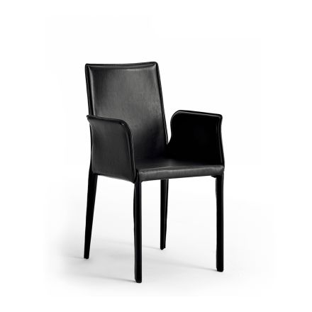 Cadeira com estrutura de aço coberta de couro - Design moderno Jolie Viadurini
