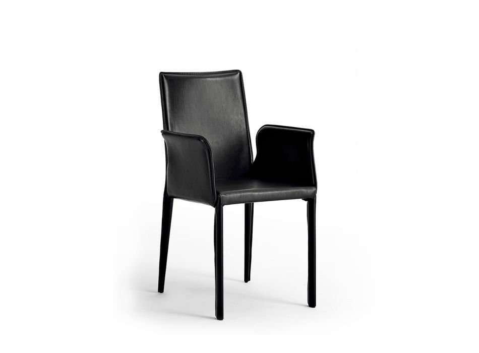Cadeira com estrutura de aço coberta de couro - Design moderno Jolie Viadurini