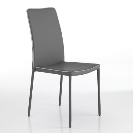 Cadeira de cozinha empilhável estofada em couro sintético, 4 peças - Adelmo Viadurini