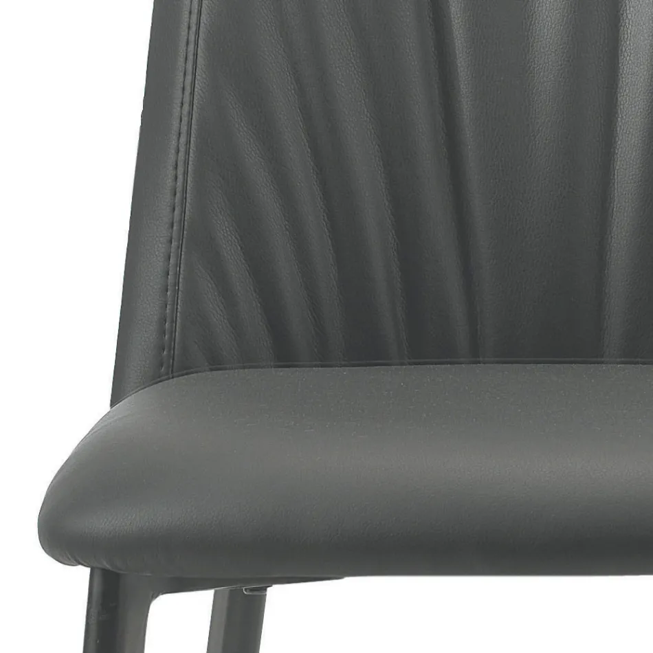 Cadeira de cozinha em couro sintético e aço fabricado na Itália 4 peças - Alexia Viadurini