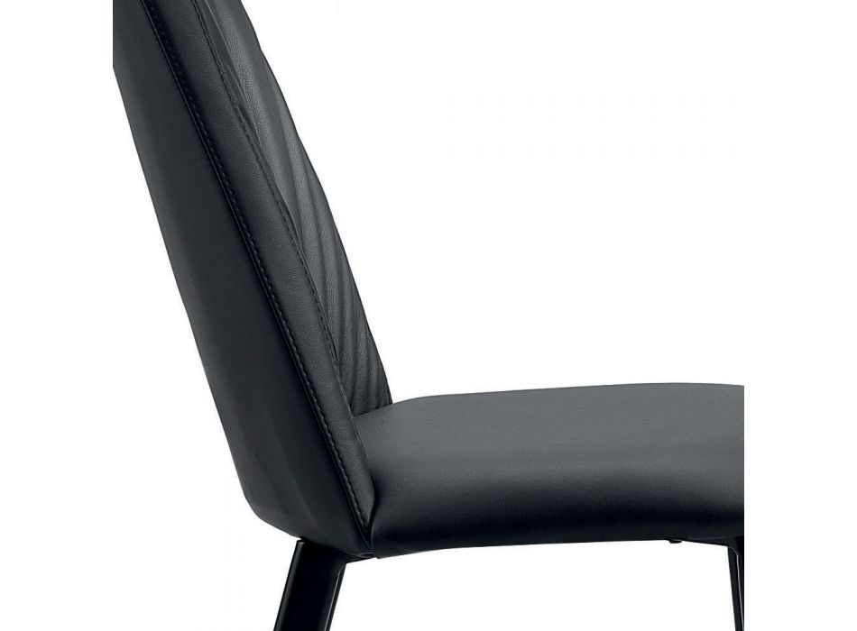 Cadeira de cozinha em couro sintético e aço fabricado na Itália 4 peças - Alexia Viadurini