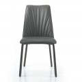 Cadeira de cozinha em couro ecológico e aço made in Italy 4 peças - Alexia