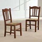 Cadeira de cozinha em madeira de faia e palha design clássico italiano - Hegel Viadurini