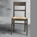 Cadeira de cozinha em madeira de faia e assento em palha design italiano - Davina