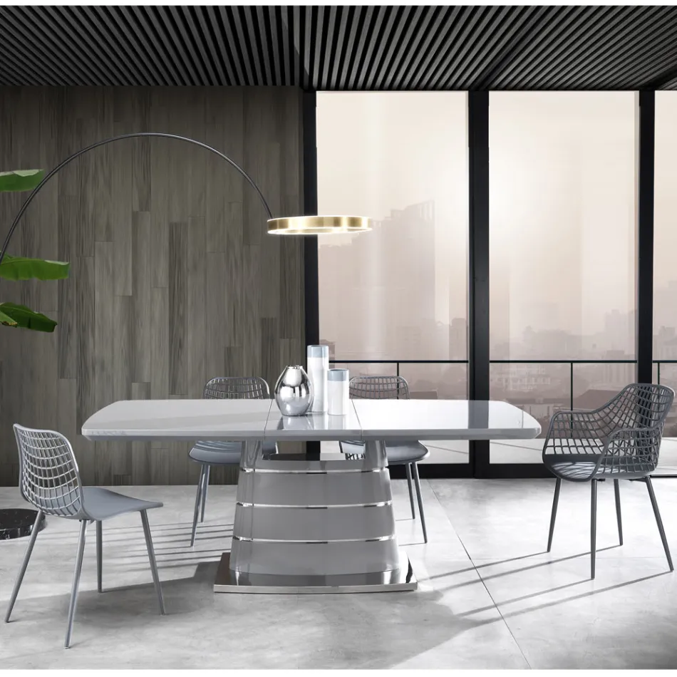 Cadeira de cozinha em polipropileno fosco com pernas de aço 4 peças - Beyonce Viadurini