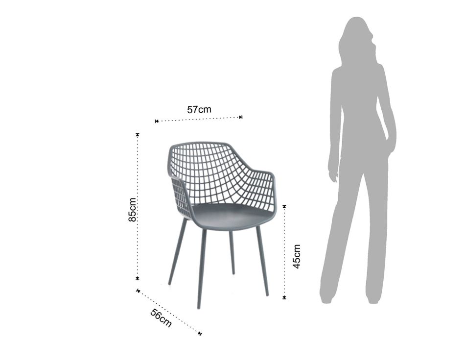 Cadeira de cozinha em polipropileno fosco com pernas de aço 4 peças - Beyonce Viadurini