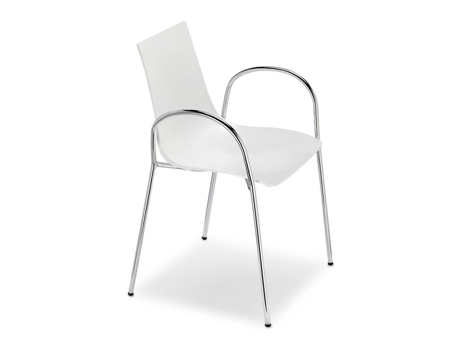 Cadeira de cozinha em tecnopolímero com braços Made in Italy 2 peças - Fedora Viadurini