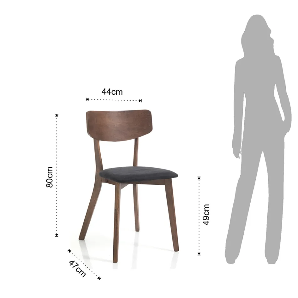 Cadeira Cozinha em Tecido com Estrutura em Madeira Maciça 2 Peças - Tonino Viadurini