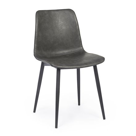 Cadeira de cozinha ou sala de estar com design vintage em aço e couro ecológico 2 unidades - Rekko Viadurini