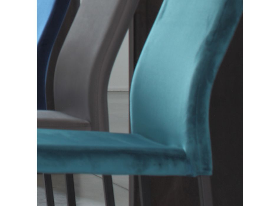 Cadeira de cozinha com pernas de metal e assento de veludo, 4 peças - Darvina Viadurini