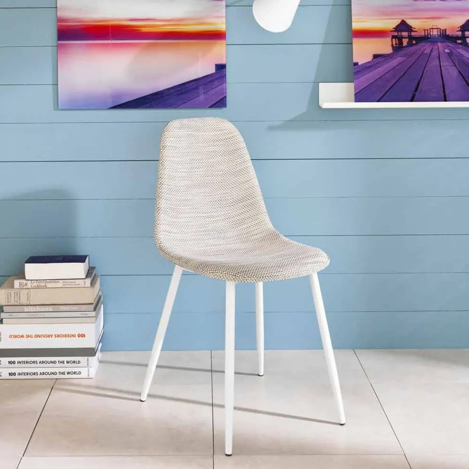 Cadeira de cozinha similacrattan design moderno Cassidy, 4 pedaços Viadurini