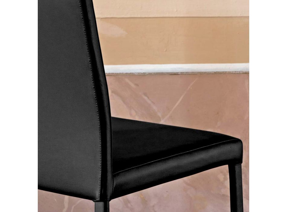 Cadeira de cozinha de design totalmente estofada em couro fabricada na Itália - Tara Viadurini