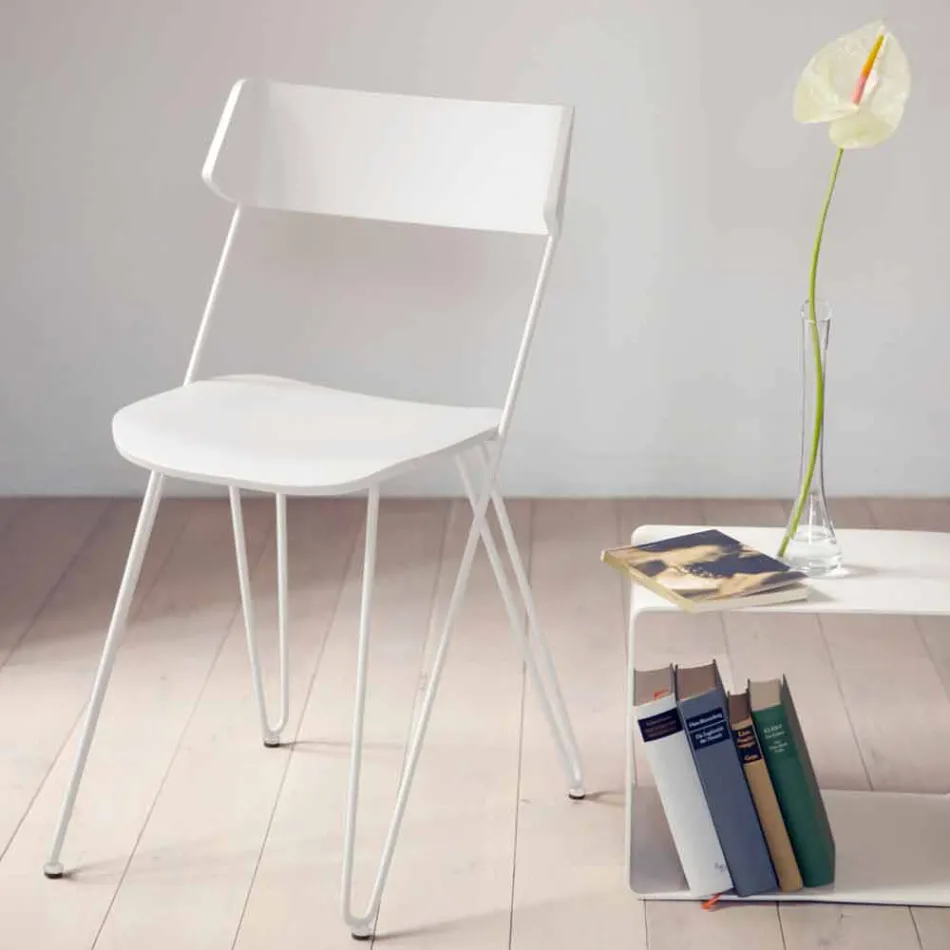 Cadeira Cozinha Feita à Mão em Madeira e Aço Precioso Made in Italy - Granada Viadurini