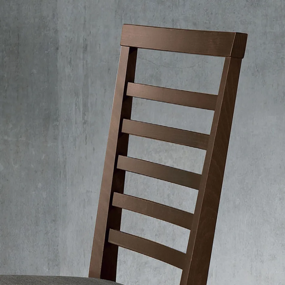 Cadeira de cozinha em madeira e assento em tecido de design italiano - Jeanine Viadurini